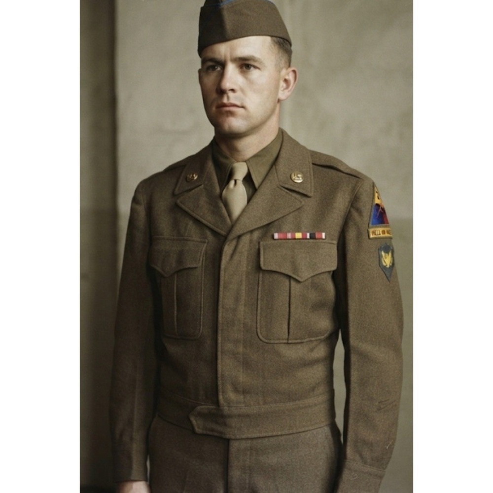 US WWII Ike Jacket 2nd Armored Division Hell On Wheels T4 Technician D-Day Bulge